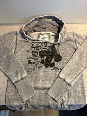 J. America Gray Zip-Up Hoodie with Fleur-de-Lis Graphic